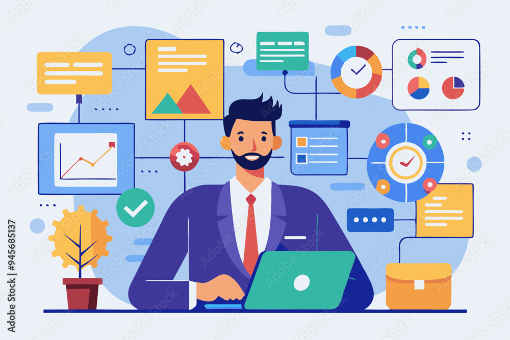 Project management, strategic plan to manage resources for development, working process and schedule, task completion concept, smart businessman project manager manage multiple project dashboards.nt
Project management, strategic plan to manage resources for development, working process and schedule, task completion concept, smart businessman project manager manage multiple project dashboards.nt