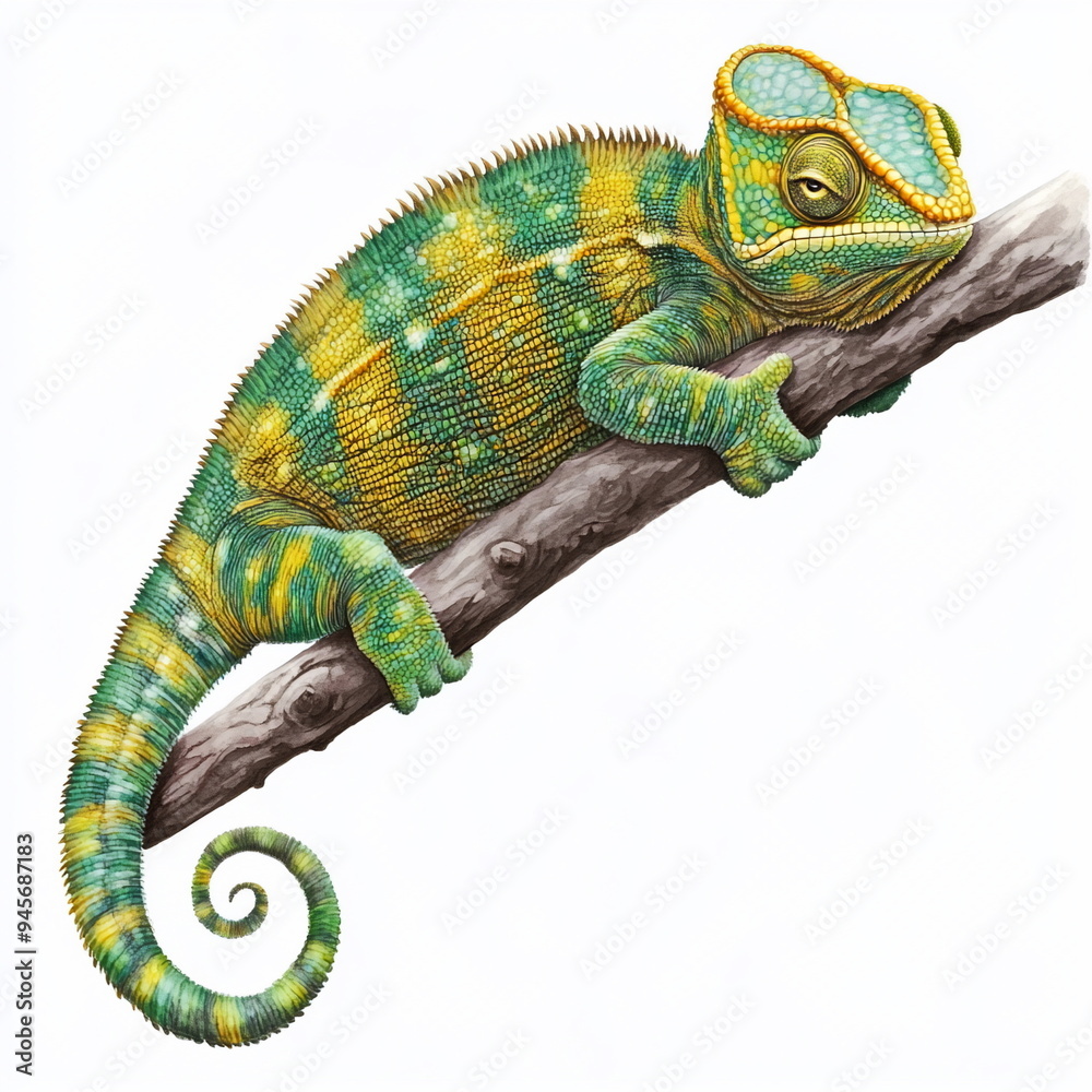 Naklejka premium Chameleon on Branch.