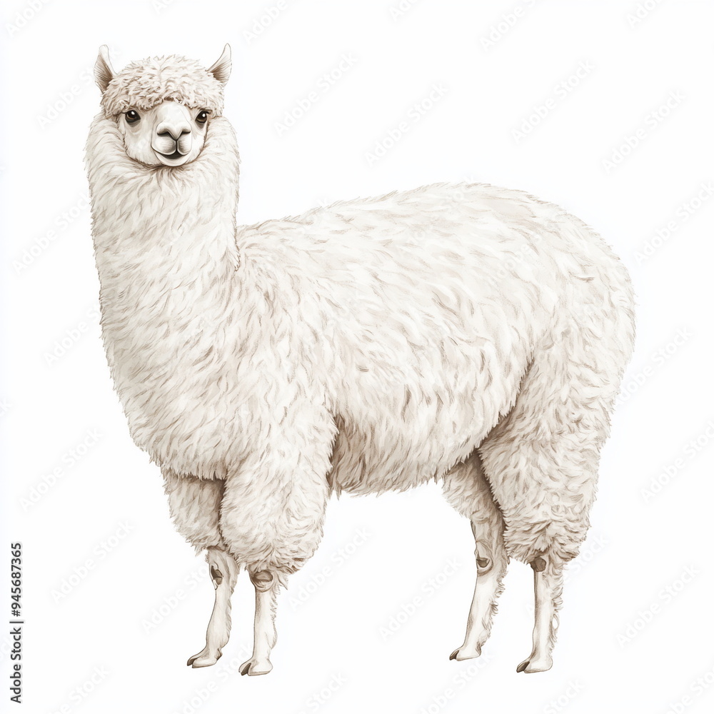 White Alpaca Illustration.