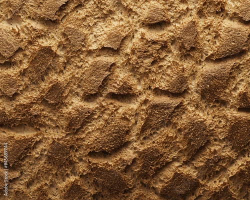 Close-up of textured brown bread crust with intricate patterns and golden hues