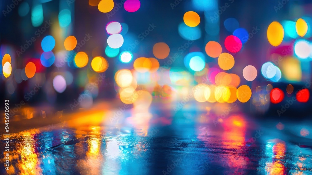 Abstract bokeh lights in a city street at night Generative AI Abstract bokeh lights in a city street at night Generative AI