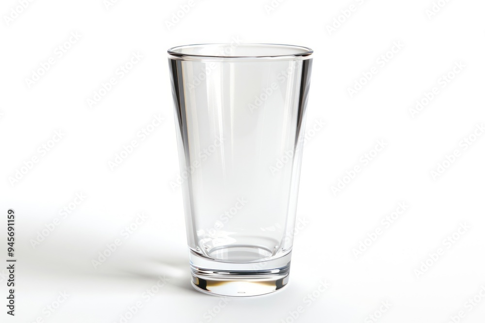 Clear glass tumbler on white Clear glass tumbler on white