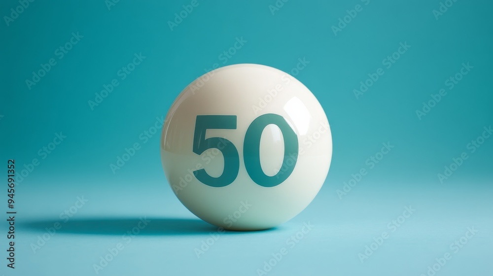 Egg with Number 50 on Blue Background Egg with Number 50 on Blue Background
