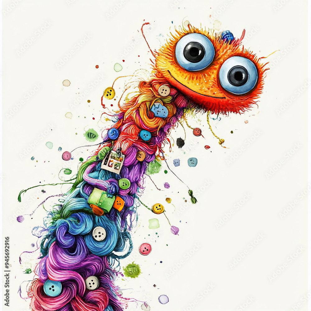 Fototapeta premium Colorful Yarn Monster.