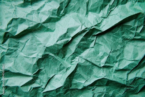 Wallpaper Mural Crumpled dark green paper texture background with rough folds and creases Generative AI Torontodigital.ca