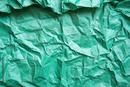 Crumpled dark green paper texture background with rough folds and creases Generative AI