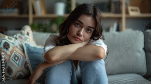 The Relaxed Woman on Couch