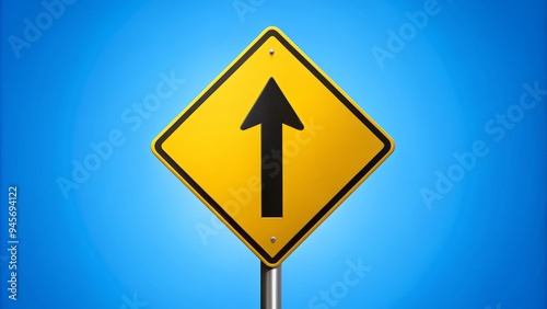 A bright yellow yield sign with a bold black arrow and crisp white border stands isolated on a clean blue background, conveying caution and direction. Free Download A bright yellow yield sign with a bold black arrow and crisp white border stands isolated on a clean blue background, conveying caution and direction. - GFXLoad