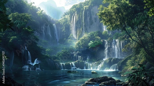 beautiful unexplored island wallpaper, little waterfalls