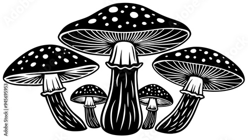 Vector Illustration of Poisonous Mushrooms: Hand-Drawn for Authenticity