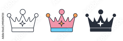 Crown Princess icon symbol vector illustration isolated on white background