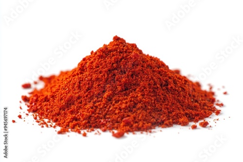 A mound of vibrant red spice, commonly used in cooking for flavor and color.