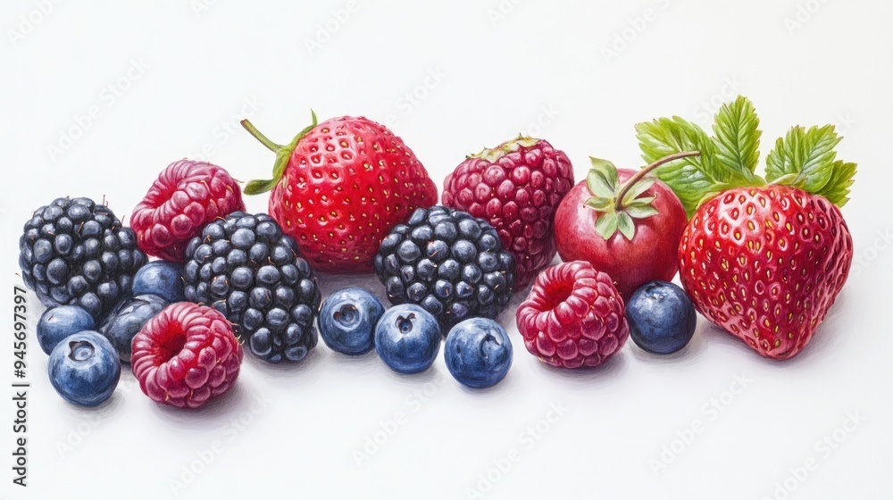 Watercolor Painting of Fresh Berries Watercolor Painting of Fresh Berries