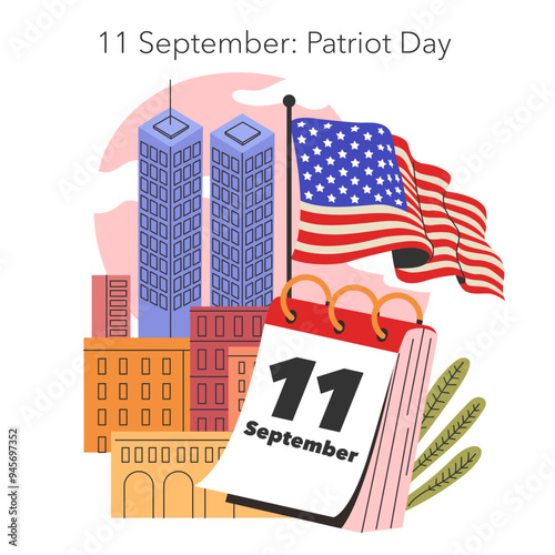 Patriot Day. Flat Vector Illustration