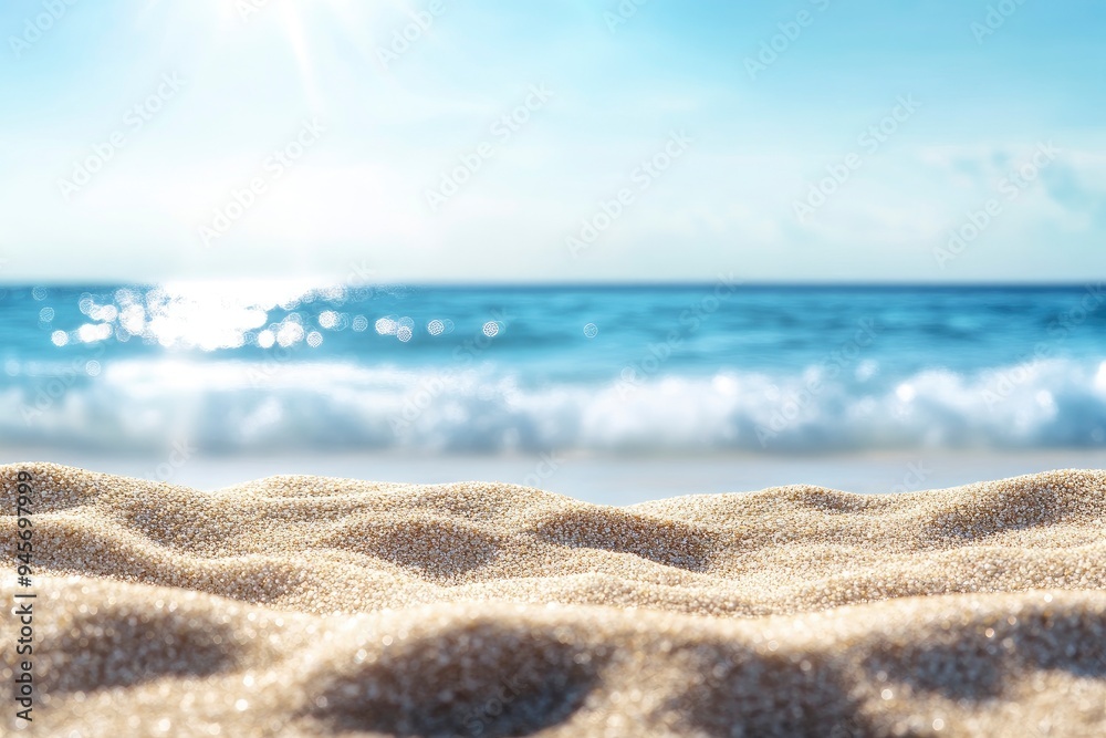 summer background of beach sand in the foreground and sea in the background , ai summer background of beach sand in the foreground and sea in the background , ai