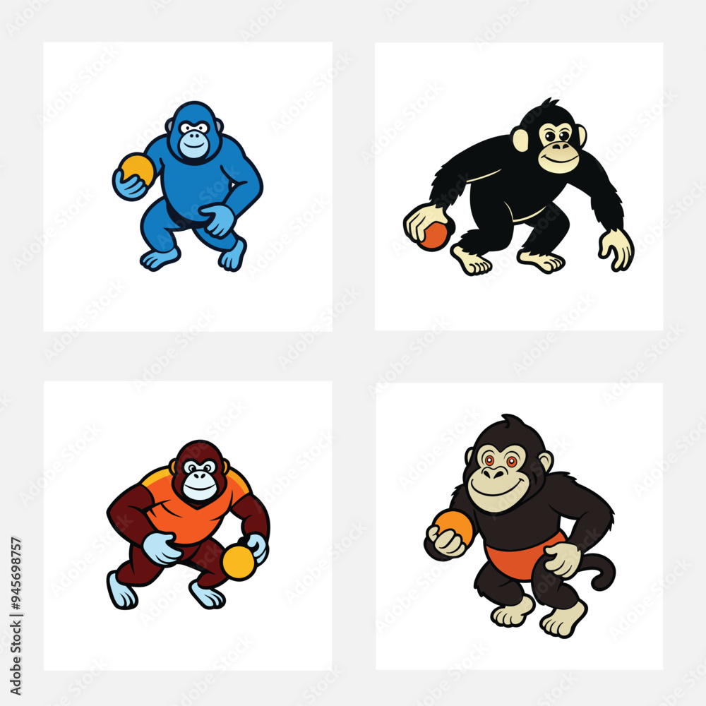 Gorilla play vector illustration icon Gorilla play vector illustration icon