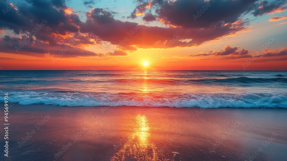Sunset over Ocean Waves Sunset over Ocean Waves