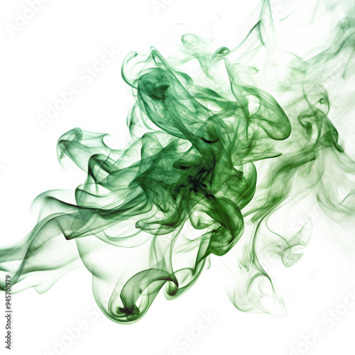 green smoke isolated on transparent background cutout, PNG file	