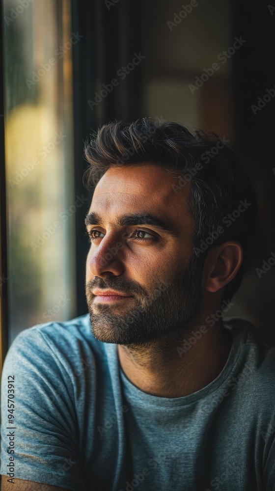 portrait of a pleased man in his 30s