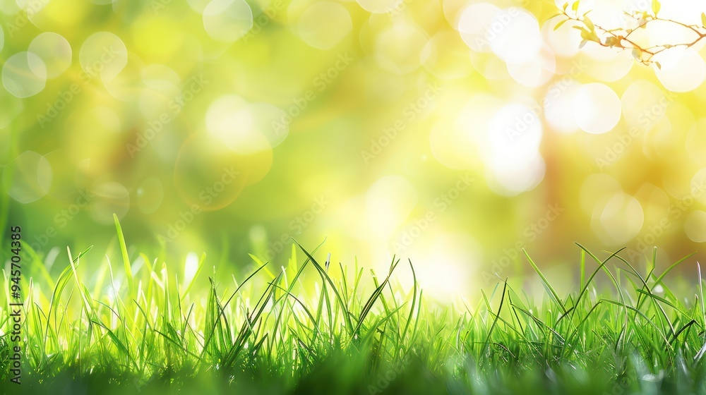 Obraz premium Green Grass in a Sunny Meadow