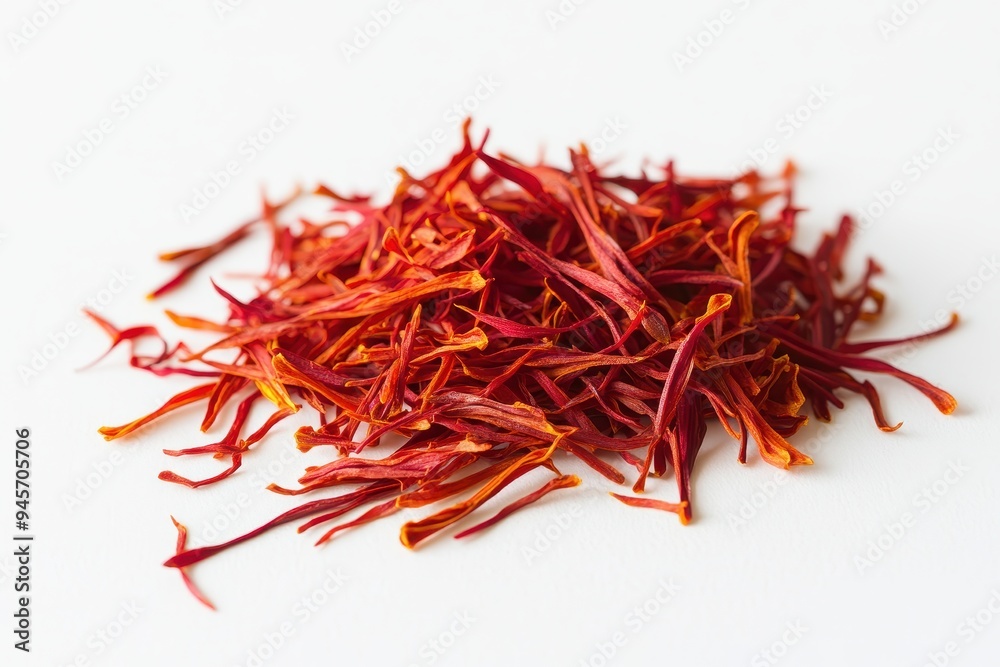 Fototapeta premium A pile of vibrant saffron threads, used as a spice for flavor and color in cooking.