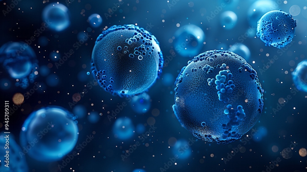 Abstract Blue Spheres - 3D Rendered Science Illustration Abstract Blue Spheres - 3D Rendered Science Illustration