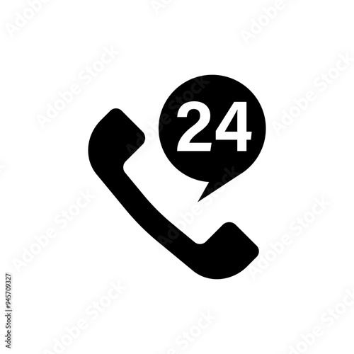 Call 24 icon. flat illustration