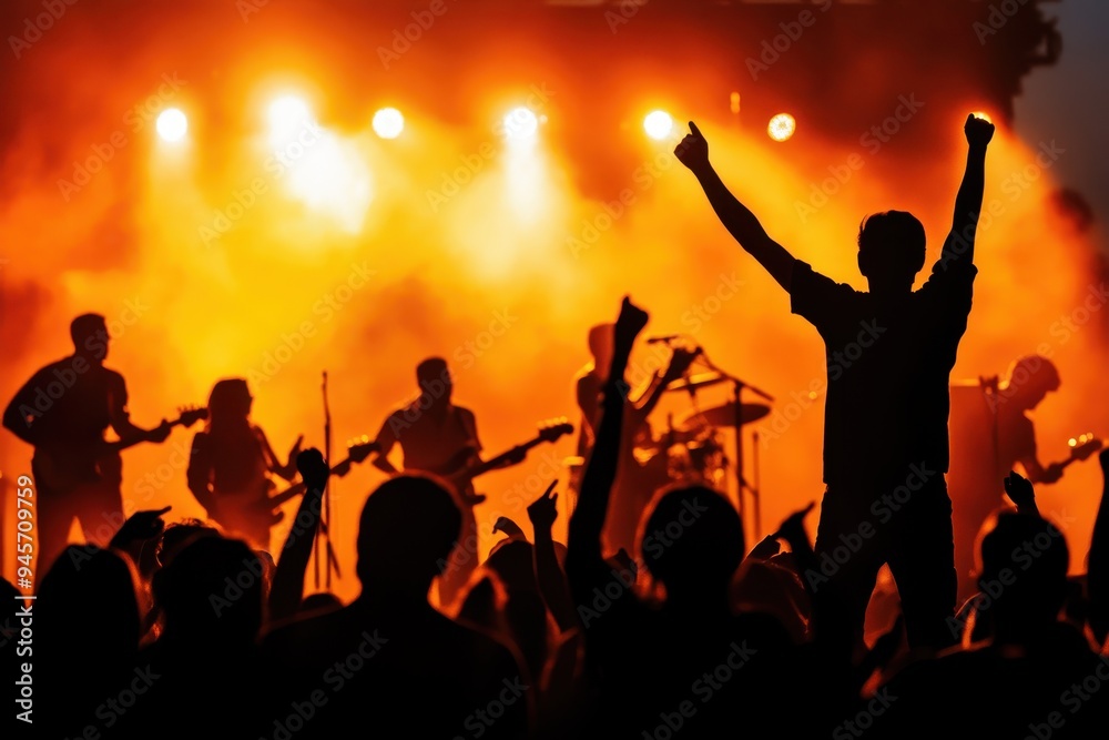 Hispanic Music Festival: A concert scene with musicians on stage playing Latin instruments, with a crowd dancing and enjoying the performance. Hispanic Music Festival: A concert scene with musicians on stage playing Latin instruments, with a crowd dancing and enjoying the performance.