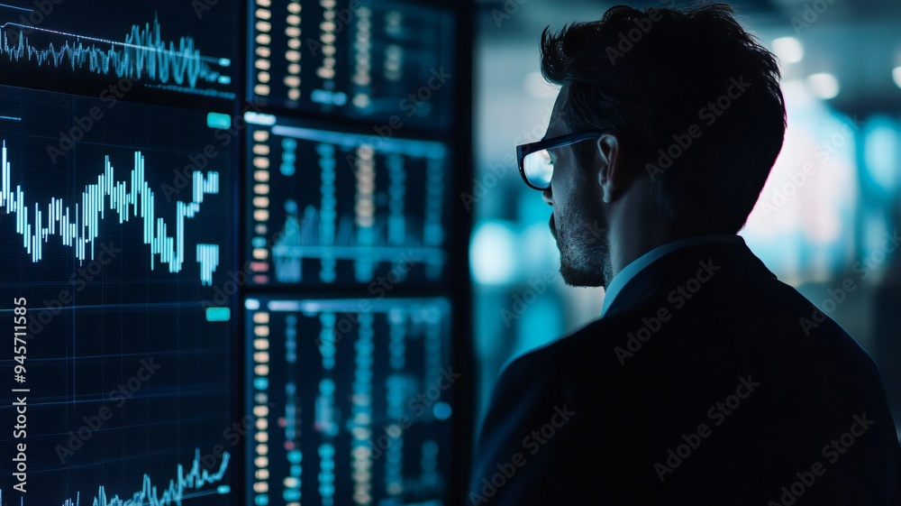 a business man analyzing stock trends a business man analyzing stock trends