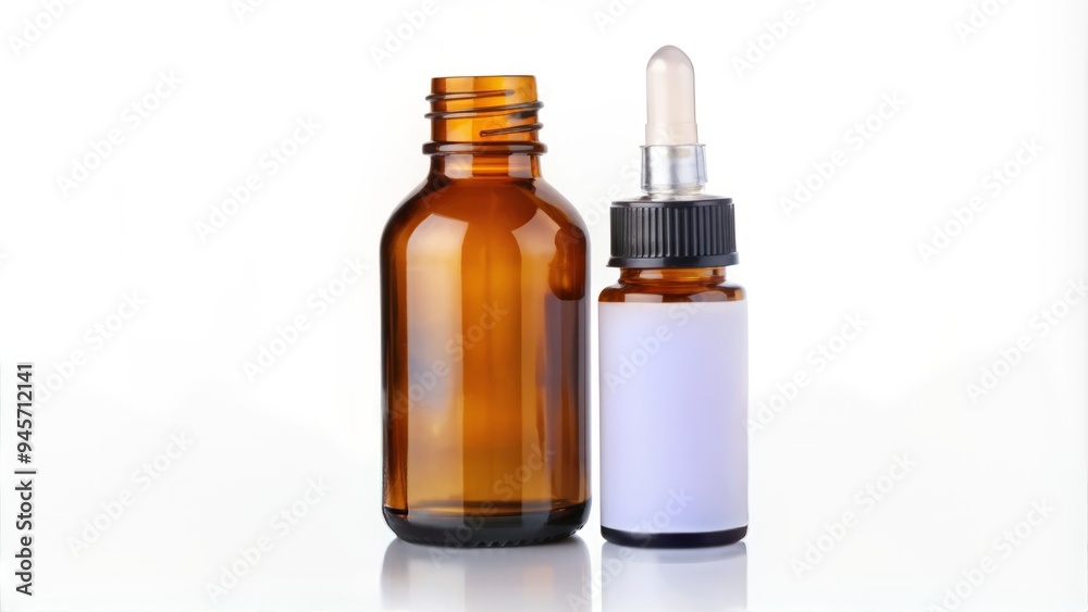A lone glass bottle containing a single homeopathic tincture, isolated on a white background, with a dropper lid and a minimalist label. A lone glass bottle containing a single homeopathic tincture, isolated on a white background, with a dropper lid and a minimalist label.