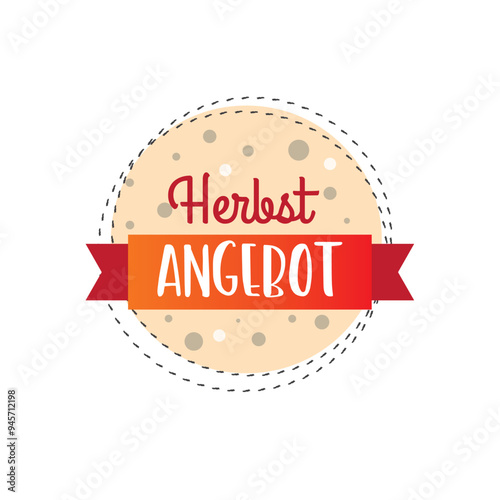 Herbstangebot - Etikett mit deutschem Text Vektor Illustration