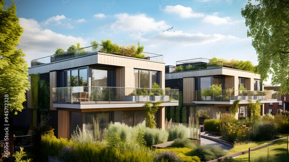 Contemporary townhouses with rooftop gardens, Contemporary townhouses with rooftop gardens,