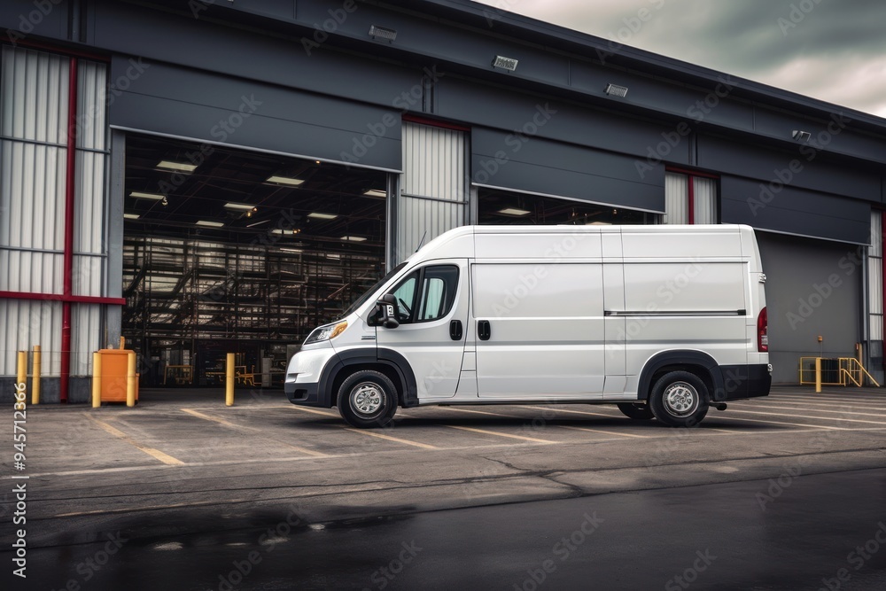 Van transportation delivering warehouse. Van transportation delivering warehouse.