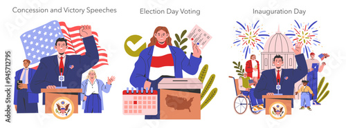 Election Race. Flat Vector Illustration