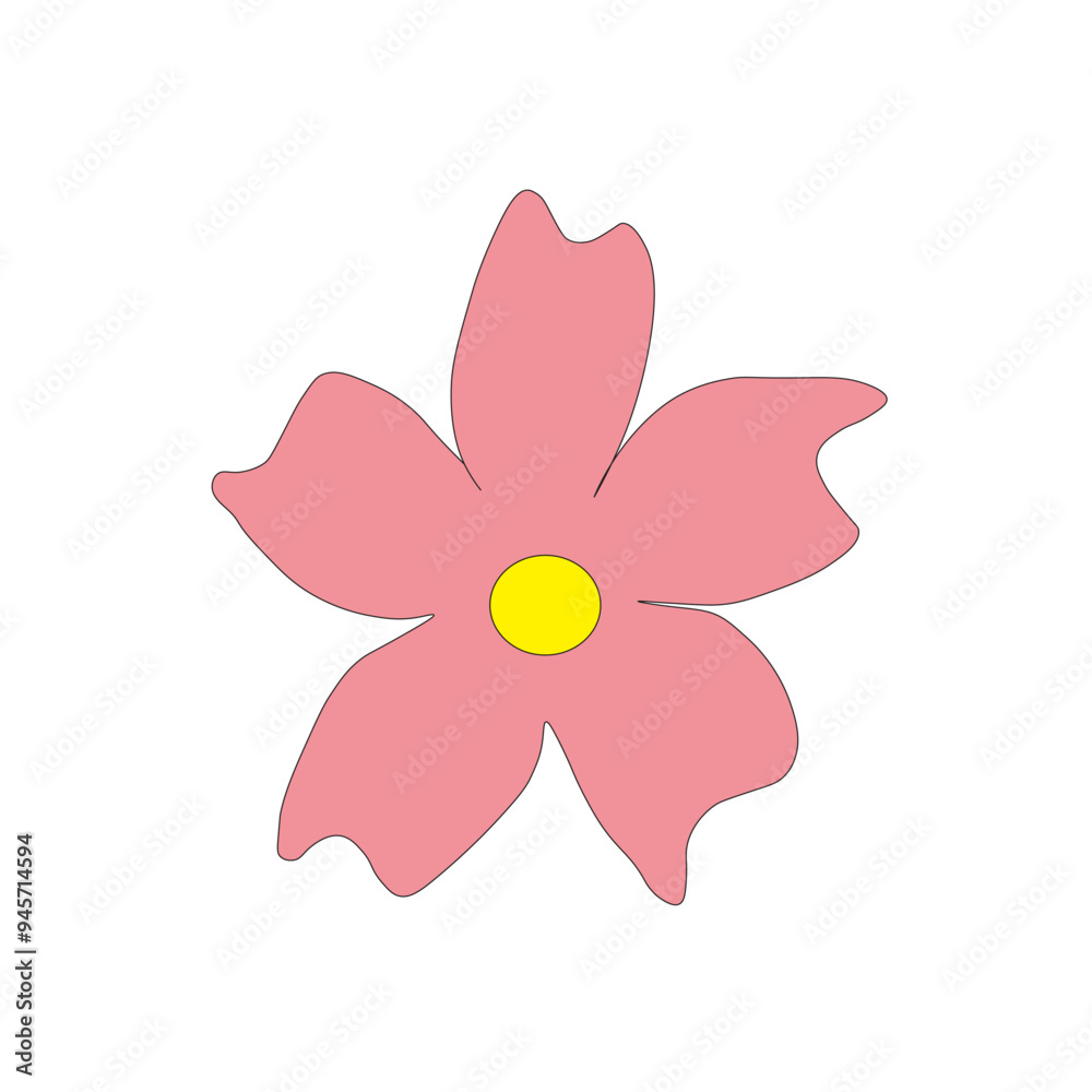 flower isolated on white background. Flower Outline Simple Flower Outline Drawing. flower isolated on white background. Flower Outline Simple Flower Outline Drawing.