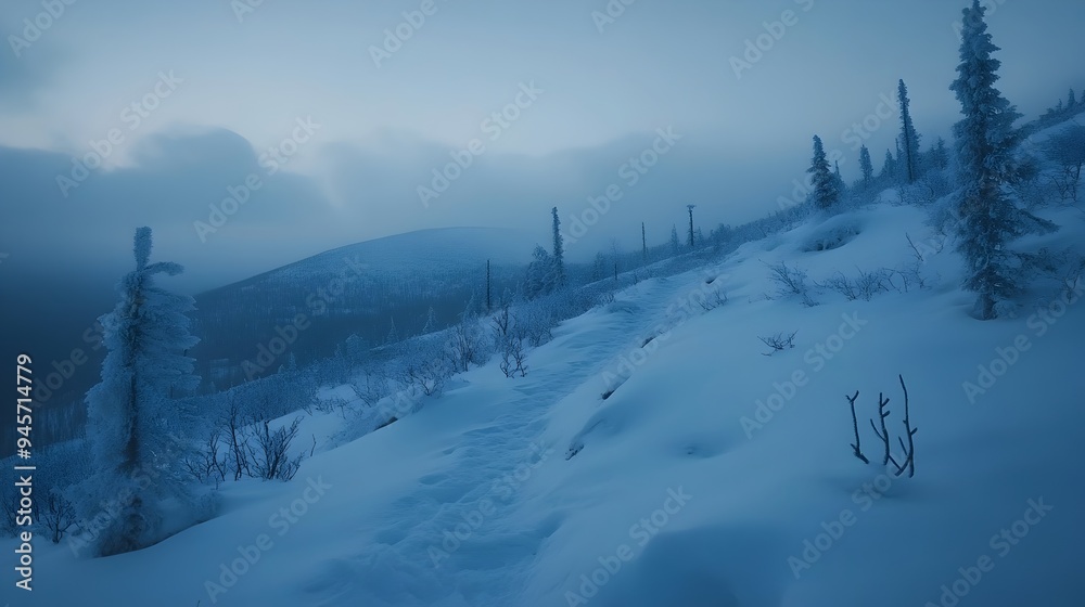 Eerie Snow Covered Terrain at the Dyatlov Pass Incident Site in Winter Eerie Snow Covered Terrain at the Dyatlov Pass Incident Site in Winter