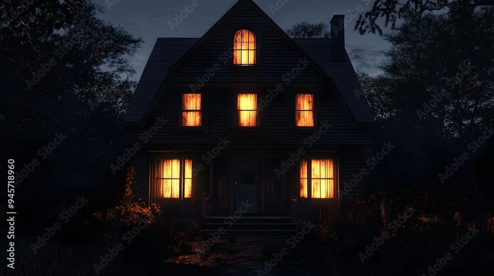 Haunting Glow of the Amityville House at Dusk A Chilling Supernatural Encounter Haunting Glow of the Amityville House at Dusk A Chilling Supernatural Encounter