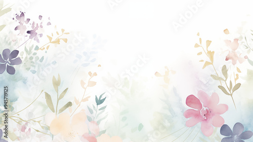 Soft Watercolor Floral Design with Pastel Blooms