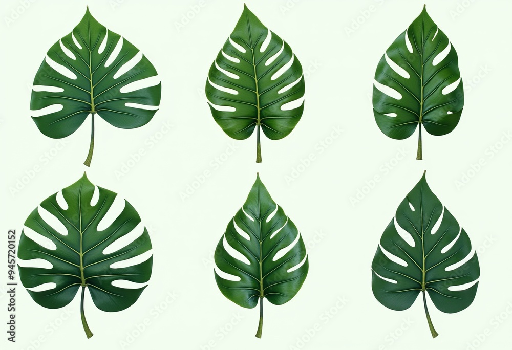Vibrant Tropical Leaves Set: Exotic Green Foliage for Digital Design Vibrant Tropical Leaves Set: Exotic Green Foliage for Digital Design