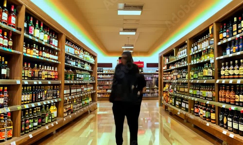 Timelapse of a Vibrant Liquor Store Interior