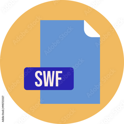 SWF File format icon rounded circle BG