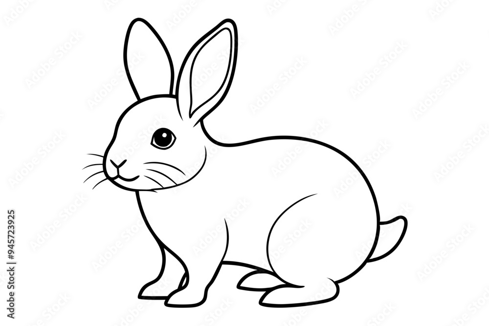 a black silhouette single line rabbit with white background a black silhouette single line rabbit with white background