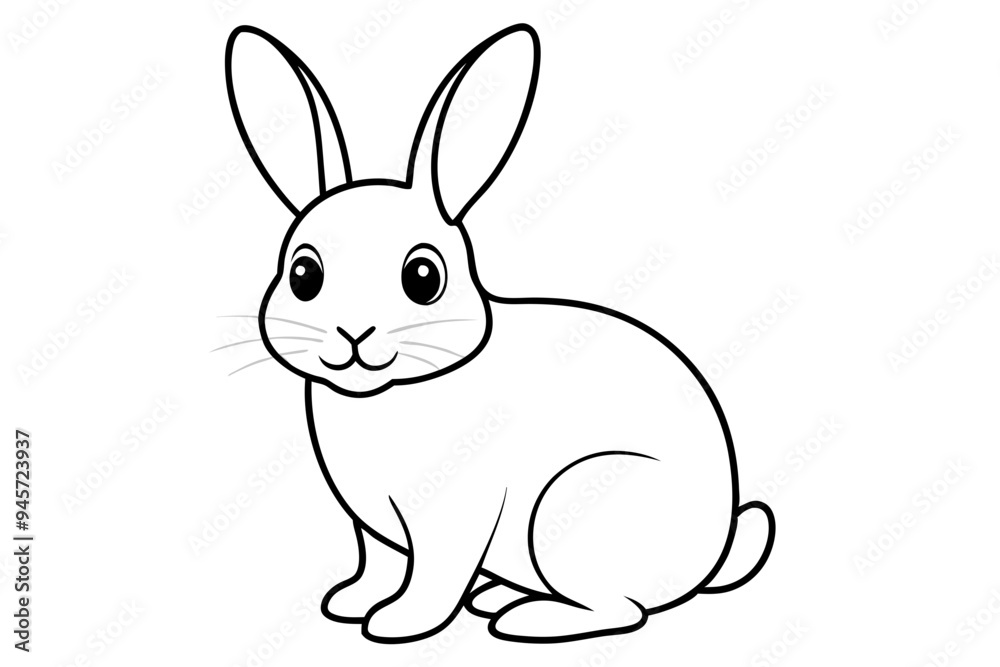 a black silhouette single line rabbit with white background a black silhouette single line rabbit with white background
