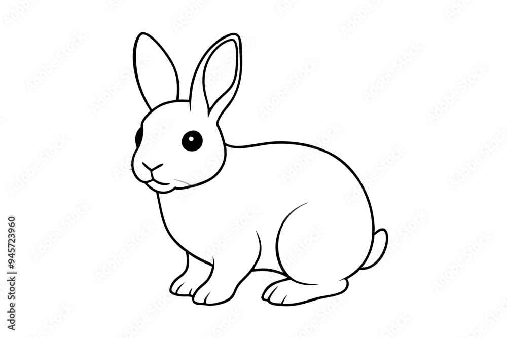 a black silhouette single line rabbit with white background a black silhouette single line rabbit with white background