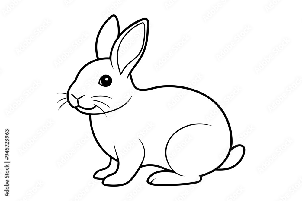 a black silhouette single line rabbit with white background a black silhouette single line rabbit with white background
