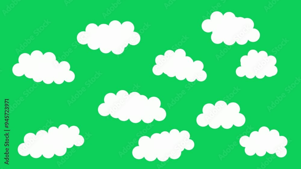 Moving clouds motion graphic effects on green screen background. Moving white clouds with 4K resolution. Can use to change the background color Moving clouds motion graphic effects on green screen background. Moving white clouds with 4K resolution. Can use to change the background color