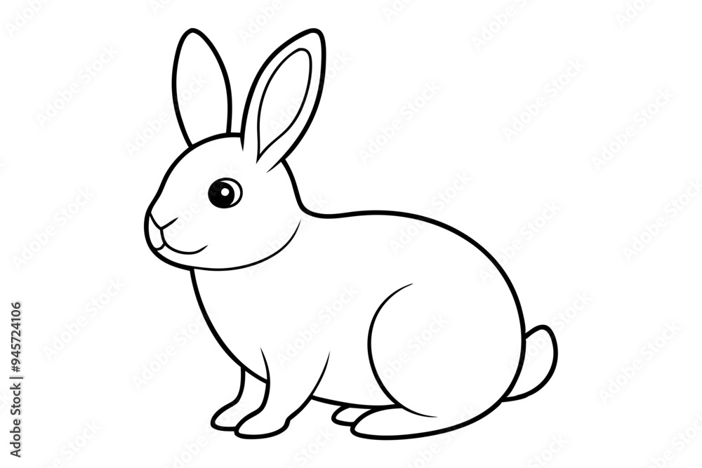 a black silhouette single line rabbit with white background a black silhouette single line rabbit with white background