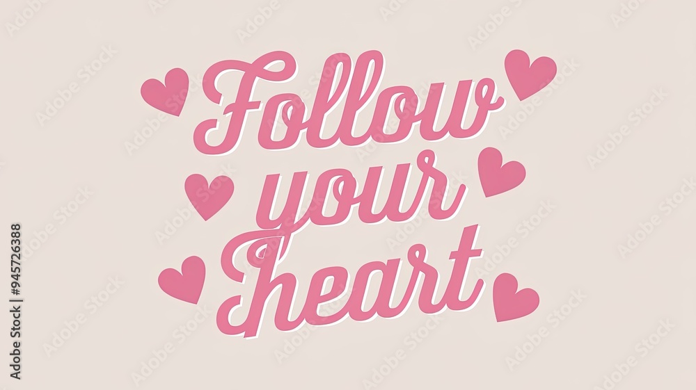 Inspirational Text: Follow Your Heart with Hearts Design Inspirational Text: Follow Your Heart with Hearts Design