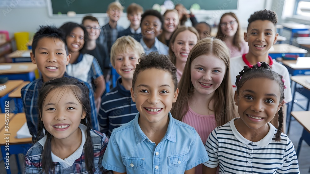 Smiling multiethnic cool kids boys and girls friends posing for group portrait together. Smiling multiethnic cool kids boys and girls friends posing for group portrait together.