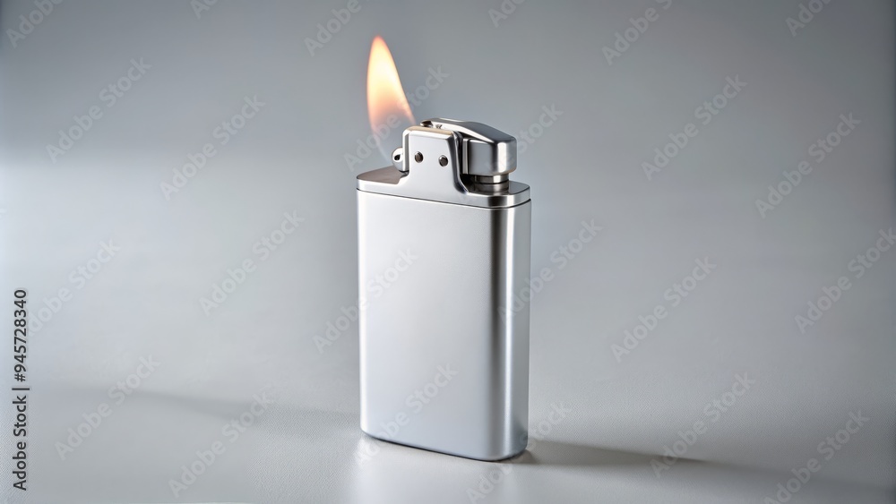 A sleek, silver, and white lighter sits isolated on a plain background, its subtle curves and minimalist design evoking simplicity and modern elegance. A sleek, silver, and white lighter sits isolated on a plain background, its subtle curves and minimalist design evoking simplicity and modern elegance.